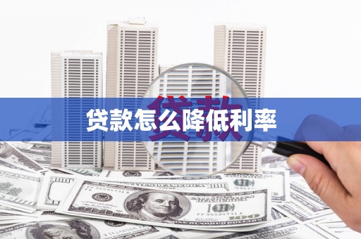 施甸贷款怎么降低利率