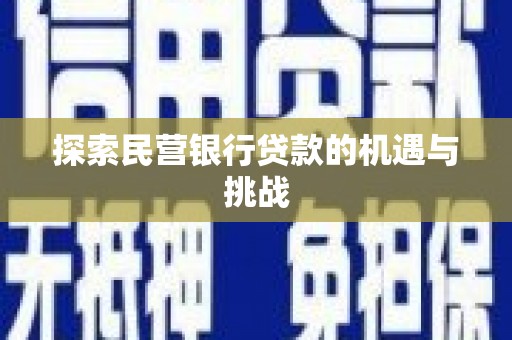 施甸探索民营银行贷款的机遇与挑战