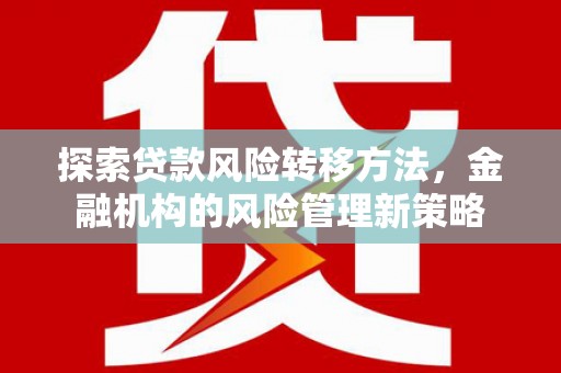 施甸探索贷款风险转移方法，金融机构的风险管理新策略