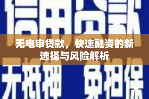 施甸无电审贷款，快速融资的新选择与风险解析