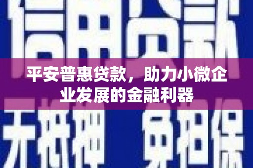 施甸平安普惠贷款，助力小微企业发展的金融利器