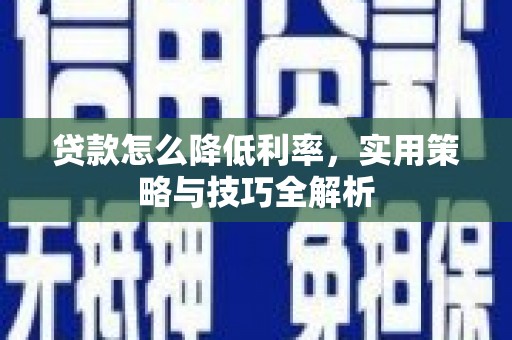 施甸贷款怎么降低利率，实用策略与技巧全解析