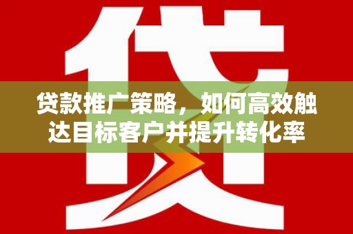 施甸贷款推广策略，如何高效触达目标客户并提升转化率