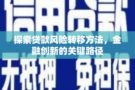 施甸探索贷款风险转移方法，金融创新的关键路径