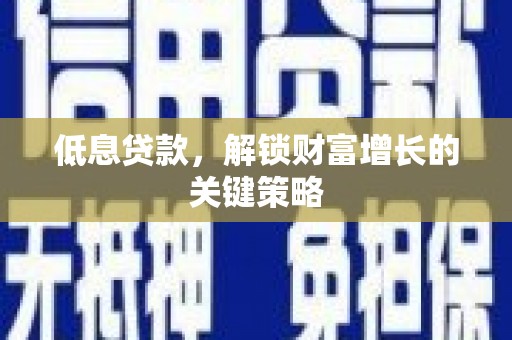 施甸低息贷款，解锁财富增长的关键策略