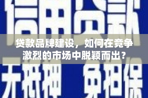 施甸贷款品牌建设，如何在竞争激烈的市场中脱颖而出？