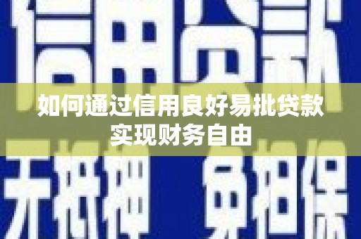 施甸如何通过信用良好易批贷款实现财务自由