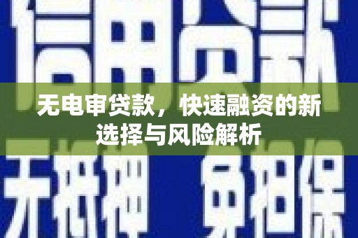 施甸无电审贷款，快速融资的新选择与风险解析