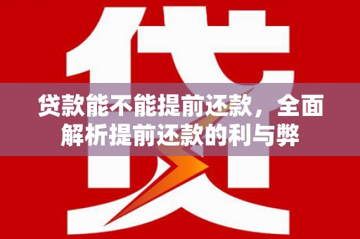 施甸贷款能不能提前还款，全面解析提前还款的利与弊
