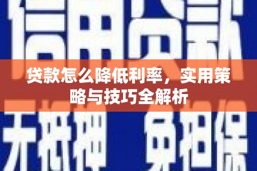 施甸贷款怎么降低利率，实用策略与技巧全解析